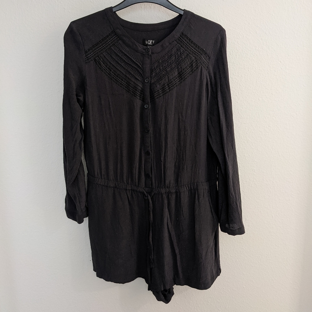 Loft charcoal romper with pockets petite size M